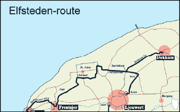 The 200km Track of the Eleven Cities Tour on Ice (names are in Friesian)