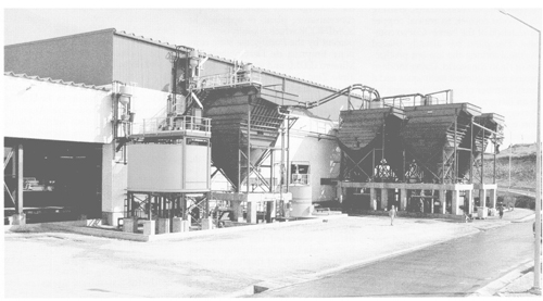 Five of the Sala Lamella thickeners, a technology which substantially reduced the floor area of the plant