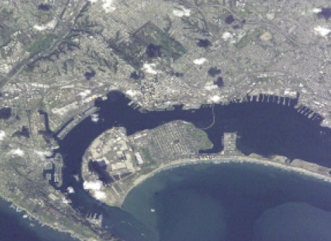 This aerial photo of San Diego shows how geography prohibits the city from spreading