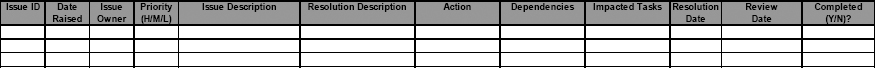 Issues Log Template