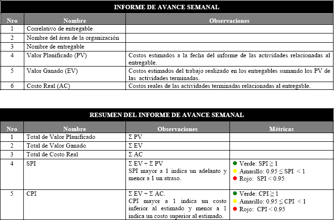 Formato de Informe de Avance Semanal