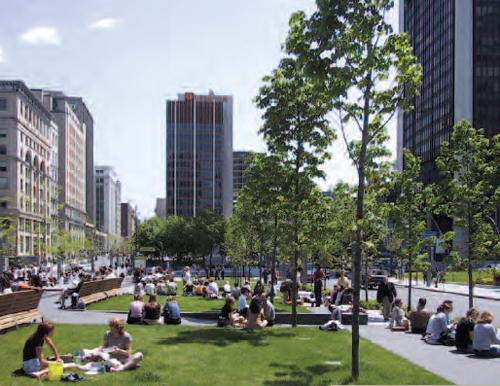 Victoria Square has become a gathering spot for workers and residents
