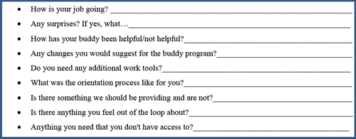 Sample New Hire Questions after Orientation