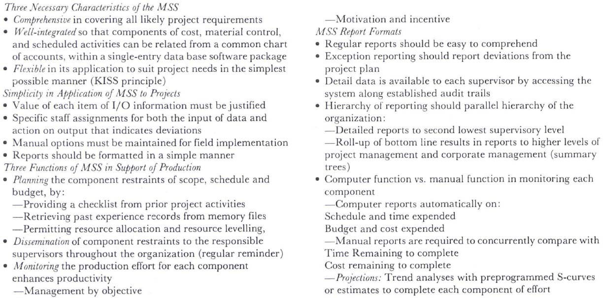 Principles for designing the MSS